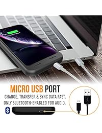 Funda para batería XR del iPhone con compatibilidad de carga inalámbrica Qi, Alpatronix BXXr 6.1 pulgadas, 5000 mAh, cargador portátil extendido de protección recargable para Apple iPhone XR Juice Bank   Estuche eléctrico   Negro