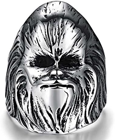 Myn Jewelry Grim Reaper Skull Ride Motorcycle Ring Stainless Steel Jewelry Vintage Skull Motor Biker Men Ring Evil Sorcerer Beard