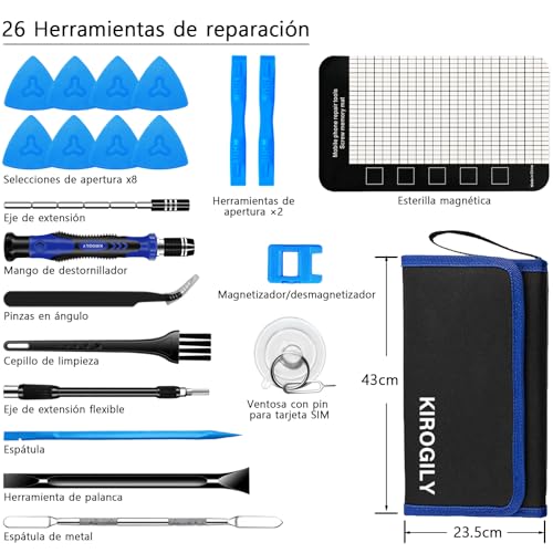 KIROGILY Juego de Desarmadores de Precisión, 142 en 1 kit de Desarmadores, Herramienta Electrónica para lphone, MacBook, Computadora Laptop, PC, Nintendo PS4 Consola, Azul