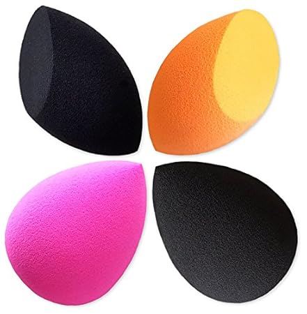 4er Pack Beauty Blender Make Up Schwamm - Makeup Schwämmchen Sponge Ei + Flach - Super Weich - zum Verblenden von Concealer, 