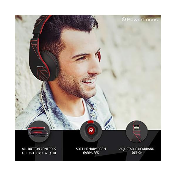 PowerLocus-Bluetooth-Over-Ear-Headphones-Wireless-Stereo-Foldable-Headphones-Wireless-and-Wired-Headsets-with-Built-in-Mic-Micro-SDTF-FM-for-iPhoneSamsungiPadPC-BlackRed PowerLocus Bluetooth Over-Ear Headphones, Wireless Stereo Foldable Headphones Wireless and Wired Headsets with Built-in…