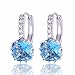 GULICX Girl's Aquamarine Color Blue Hoop Earrings Silver Tone Zircon Jewelry White Gold Electroplated