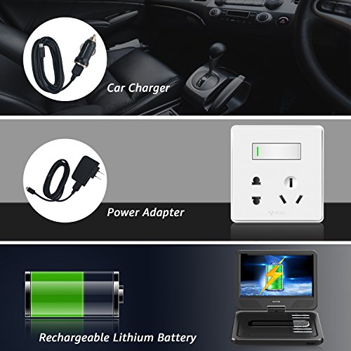 image for WONNIE 12.5 Inch Portable DVD Player for Car, with Rechargeable Batter