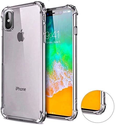 iPhone X Case, PJC STUDIO Slim Crystal Clear Soft TPU Cover with Air Cushion Technology and Drop Protection Corner for Apple iPhone X (2017) [Support Wireless Charging] - Modern Grey