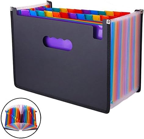LANGSHOP Expanding Files Folder Accordion Expanding Wallet 24 Pockets High Capacity File Organizer Letter A4 Expandable File Organizer with Sticky Notes