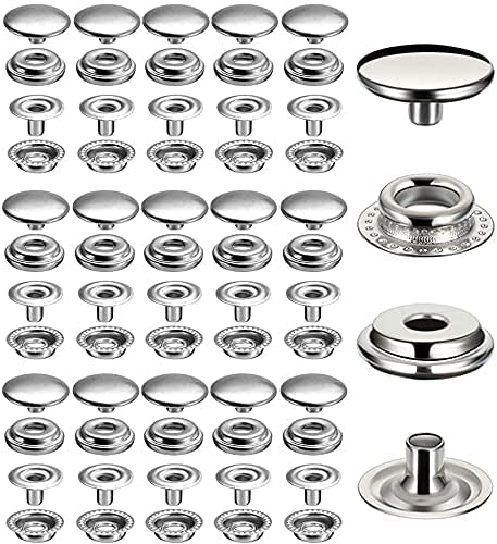 120pcs Snap Fastener Kit, BetterJonny 15mm Heavy Duty Canvas Snap Button Stainless Steel Press Stud Cap for Boat Bag Leather DIY Craft