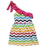 So Sydney Toddler & Girls Tank Style or 1 Shoulder Spring Summer Boutique Dress (130 (S-6/7), Rainbow Chevron Stripe)