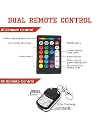 RangerRider   Kit de 12 tiras de luces LED para motocicleta, luz de neón multicolor brillante, flexible con doble controlador de infrarrojos y radiofrecuencias para Harley Davidson Honda Kawasaki Suzuki Ducati Polaris KTM BMW