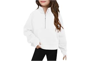 nhApmj Teen Girls Half Zipper Sweatshirts Lightweight Winter Warm Pullover Thumb Hole Long Sleeve Casual Sweaters Cute Tops