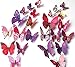 12-Piece 3D Purple Butterfly Wall Stickers DIY Art Decor Crafts for Hallowmas Thanksgiving Christmas New Year Decor Nursery Classroom Offices Kids Bedroom Bathroom Living Room Magnets and Glue