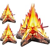12 Inch Tall Artificial Fire Fake Flame Paper 3D Decorative Cardboard Campfire Centerpiece Flame Torch for Campfire Party Decorations, 3 Sets
