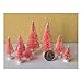 RSG Set of 8 Mini Pink Sisal Bottle Brush Christmas Trees ~ Snow Frost Village Putz