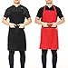 esonmus Adjustable Chef Apron Multi-Purpose Kitchen BBQ Restaurant Apron Cooking Grilling Waiter Apron with Adjustable Neck Belt Ultra Long Waist Ties Two Front Pockets for Anyone-Black