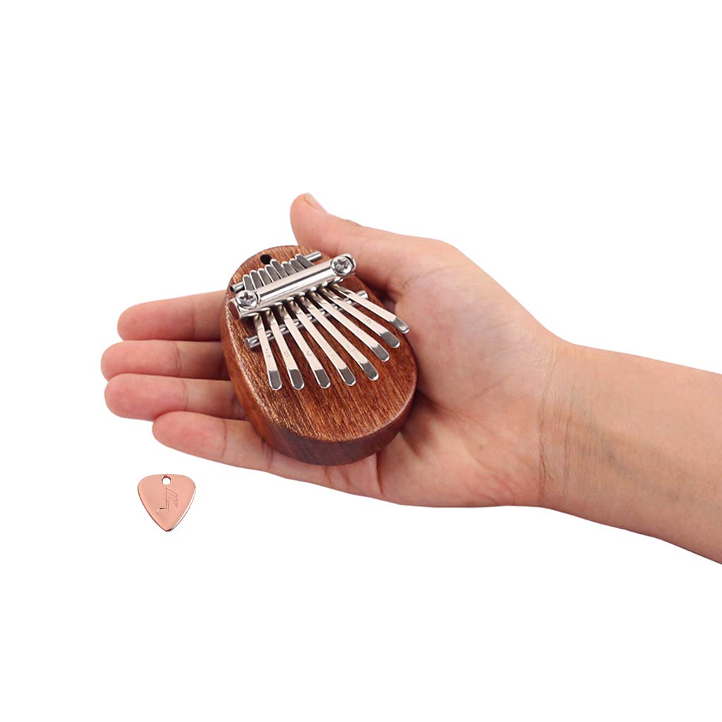 Alnicov 8 Key Mini Finger Thumb Piano Kalimba Wood Mahogany Musical Good Accessory Pendant Gift