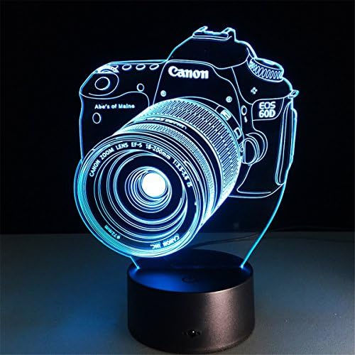 Camera 3D LED Night Lamp visualization Illusion 7 Color Change Touch Button Switch USB Powered Amazing Art Optical Unique Lighting Effects Desk Table Night Light for Bedroom Home Decor