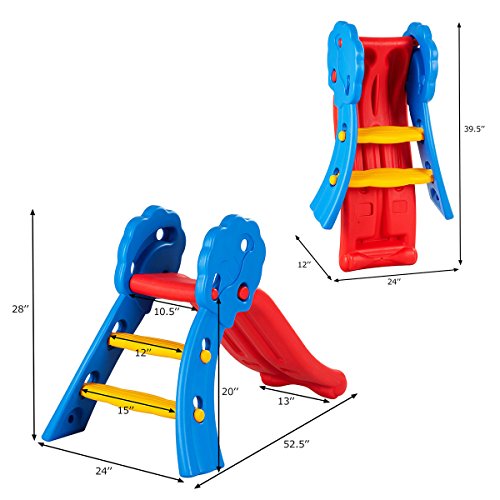 BABY JOY Folding Slide, Indoor First Slide Plastic Play Slide Climber