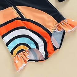 Little Girls Ruffled Rainbow Striped Bathing Suits