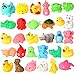 rainbow yuango Pack of 30 Mini Colorful Animals Rubber Bath Toys Cute Rubber Assorted Wildlife Animal Characters for Baby