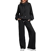 AUTOMET Lounge Sets for Women Sweatsuits 2 Piece Outfits 2025 Fall Drawstring Sweatshirt Wide Leg Sweatpants Tracksuit