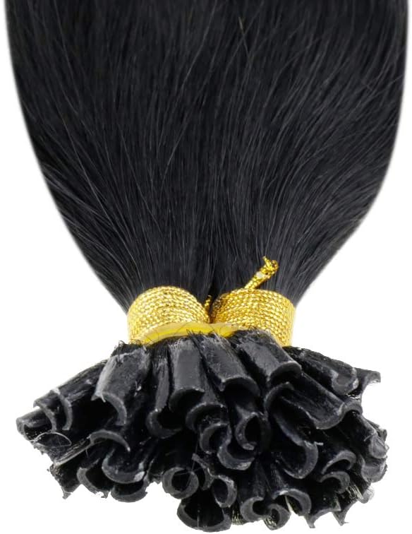 Hetto K Tip Hair Extensions Real Human Hair Straight 16 Inch #1 Natural Black 50g 50strands - Image 3