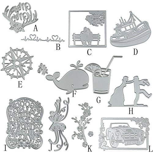 Transer Metal Die Cutting Dies Stencil For DIY Scrapbooking Album Paper Card Decor Craft (G, Sliver)