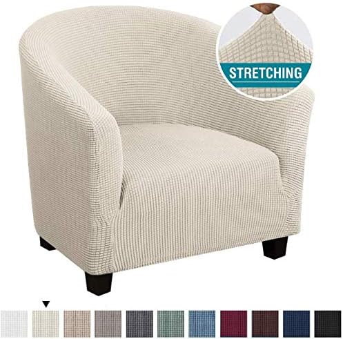Tub Chair Covers for Armchairs Armchair Covers Stretch Tub Chair Cover Removable Washable Sofa Couch Cover for Bar Counter Living Room Reception (Jacquard Beige) - Image 4
