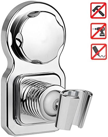 ICEBBANG Vacuum Suction Cup Shower Head Holder Shower Head Mount Wall Holder Removable Handheld Shower Holder &amp; Bidet Sprayer Holder Shower Head Clip Chrome