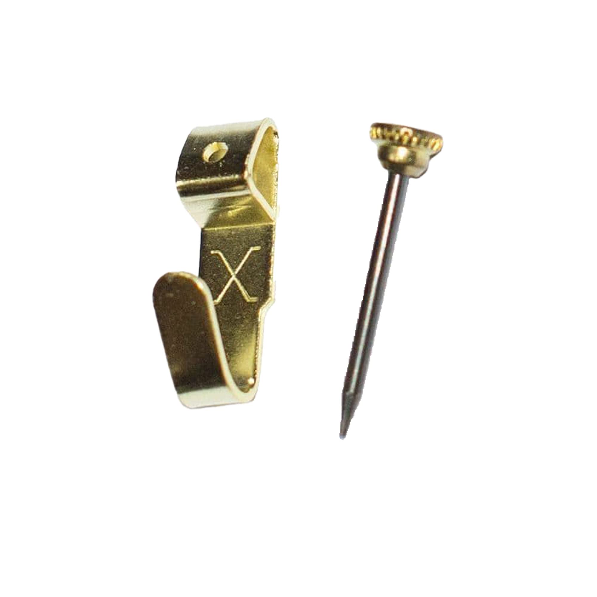 X Picture Hooks No.2 Brass Plated 4 Pack Blister - 12824