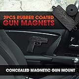 Perk MAG GRIP 2 Pack | Rubber Coated Gun Magnets | Includes BONUS Disc Magnet | Conveniently Mounts ANY Concealed Handgun ~ Shotguns ~ Magazines in Cars, Under Desk, Bedside | Gun Organizer