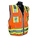 Radians SV55 Class 2 Heavy Woven Two Tone Engineer Vest with Padded Neck to Support Extra Weight in Cargo Pockets, Orange, X-Large