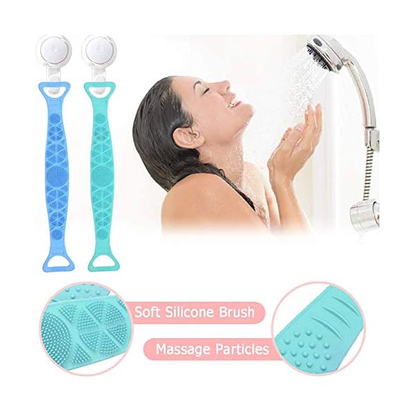 Extended-Silicone-Bath-Body-Brush-Bath-Exfoliating-Silicone-Body-Back-Scrubber-for-Shower-Body-Washer-Silicone-Body-ExfoliatorBathing-Accessories-Long-Handle-Green Silicone Bath Body Brush, Bath Exfoliating Silicone Body Back Scrubber for Shower, Extended 70 cm Exfoliating Body…