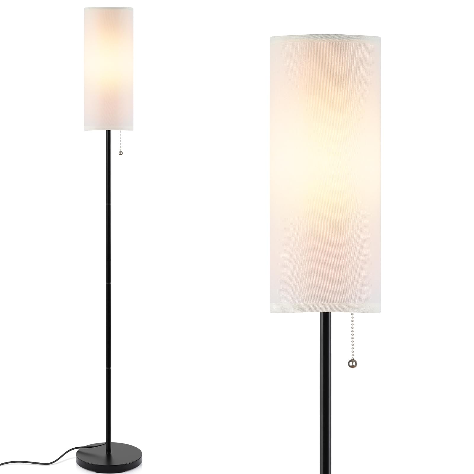 Photo 1 of Coucrek Floor Lamp for Living Room, 3 Color Temperature Modern Standing Lamps, Minimalist Floor Lights for Bedroom, Office, Reading, White