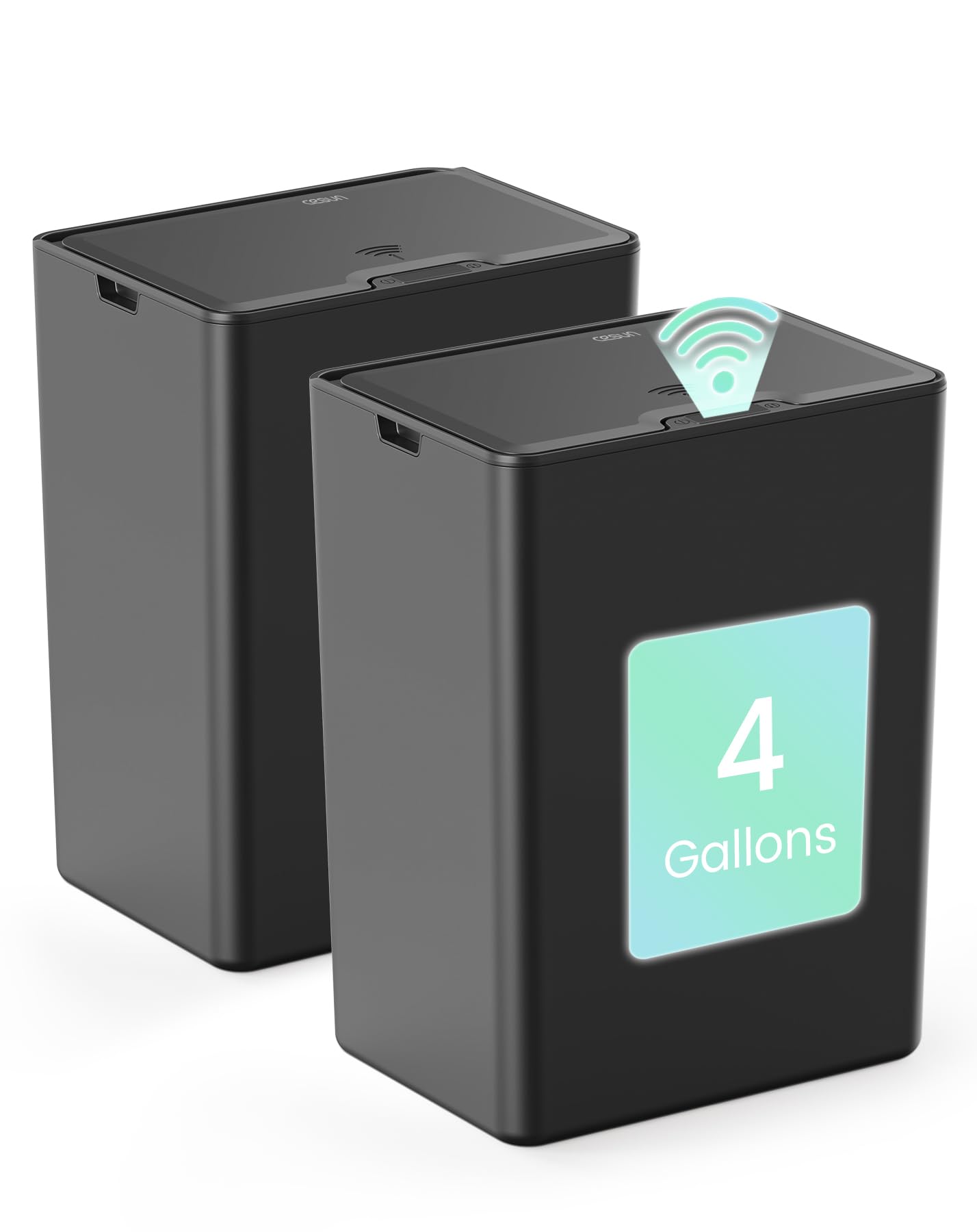 Photo 1 of Cesun 2 Pack 4 Gallon Bathroom Trash Can with Lid, Small Automatic Trash Can, Touchless Motion Sensor Garbage Can, Black Plastic Waste Basket for Bathroom, Bedroom, Toilet, Office, Rv