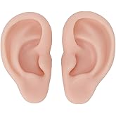 1 Pair Silicone Ear Model Piercing Practice Model Silicone Ear Model Ear Body Part Kit for Earrings Display Ear Piercing Exercise (Medium Skin Color)