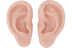 JTLB Silicone Ear Model, Left and Right Soft Flexible Model Fake Ear Piercing Practice, Silicone Body Parts, Realistic Silicone Ear for Jewelry Display Acupuncture Mannequin(Medium