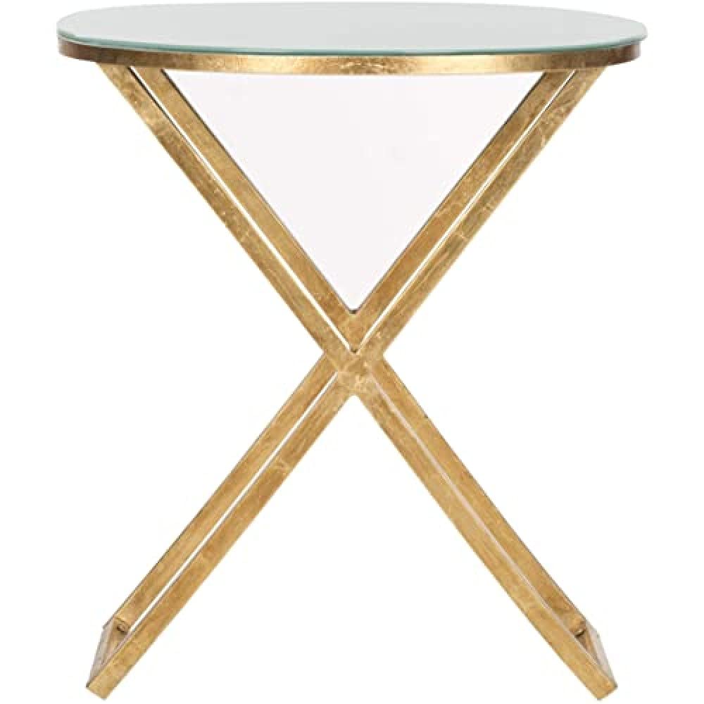 SAFAVIEH Glam Accent Table with Iron Legs, in Gold and Black, 51 X 51 X 58.16