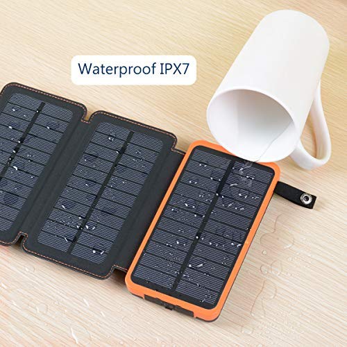 Portable Charger 24000mAh, Hiluckey Solar Charger Power Bank Waterproof External Backup Battery Pack with Emergency LED Flashlight for Smartphones, Tablets and More - Thumbnail 4