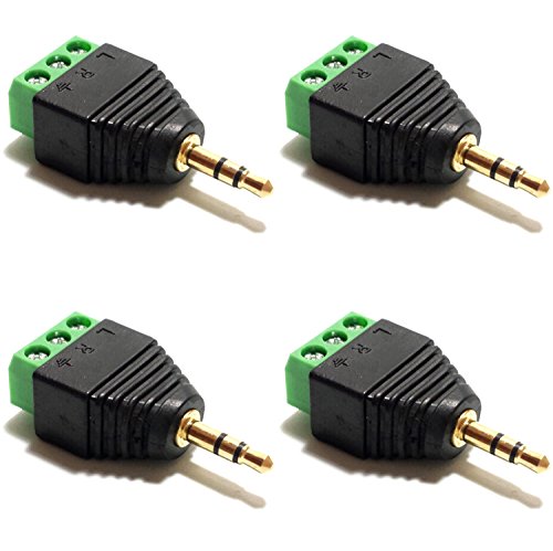 CESS 3.5mm Stereo Balanced Male Plug/Female Jack to AV Screw Video Balun Terminal (LW) (4 Pack)