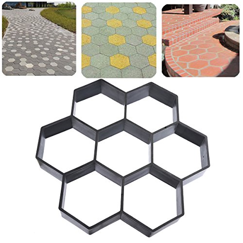 PTPTRATE 1 x Paving Stone Mold Concrete Stepping Pathmate Pavement Mould Paver Hexagonal Black