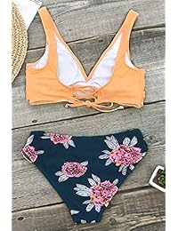 CUPSHE Bikini de encaje para dama, color amarillo y morado
