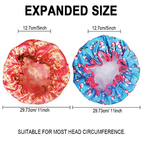 Waterproof Stain Shower Cap 6 Pack Double Layer Large Bath Cap for Women, Kids and Girls