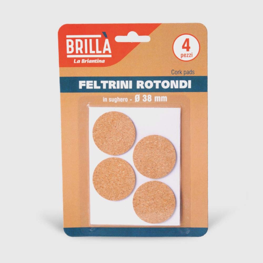 La Briantina Cork Felt Pads Round for Furniture, Furniture and Floor Protection, Diameter 3.8 cm, 4 Pieces