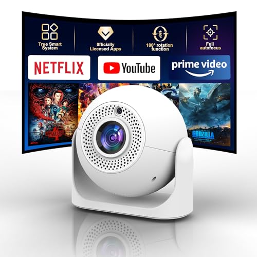 JY360 Video Projector - 350 ANSI,1080P, WiFi & Bluetooth! This Mini Portable Projector with Android 13 Features Auto Keystone, Autofocus & 180° Rotation