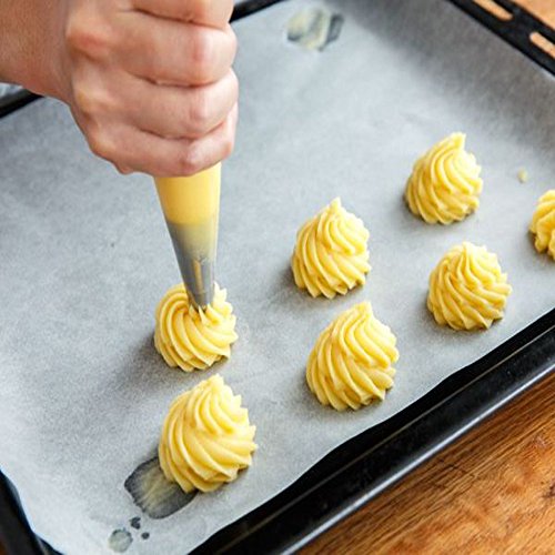 207 PCS Cake Decorating Supplies Kit- 6 Stainless Steel Icing Frosting Tips - 1 Coupler, 200 Disposable Pastry Bags(11"+13") - Baking Tool Supply Piping Cake Nozzle