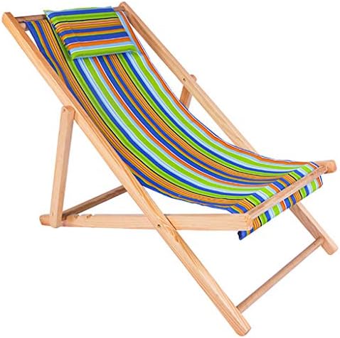 RHHWJJXB Beach Chair Folding Chair Solid Wood Recliner Canvas Chair Lunch Break Chair Chair Outdoor Portable Chair (Color : Multicolor, Size : 1285892cm)