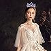 Vintage Rhinestones Crystal Crown for Women Wedding Bridal Tiara Flower Crown Hair Accessories (gold-blue)