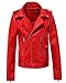 Fitaylor Women's Zipper Motorcycle Biker Faux Leather Jackets (M, Red)