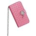 iPhone 4 Case, iPhone 4S Case, Nccypo Fashion Bling Twinkling Crystal Folio Leather Slim Protective iPhone 4 4S Shell Cover For Apple iPhone 4/4S[Metal Wrist Wallet-Pink] with Stylus, Screen Protector and Cleaning Cloth