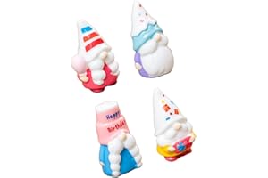 Pack of 4 Lovely Birthday Small Figurine Resin Desktop Car Ornament Festival Scene Decors for Party Miniature Landscape Lovel
