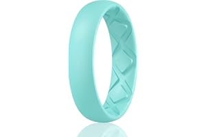 Egnaro Inner Arc Ergonomic Breathable Design, Silicone Rings for Women with half sizes, Women's Silicone Wedding Band，5mm Wide-2mm Thick